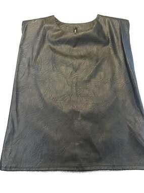 Venti6 Art Black Faux Leather Sleeveless Structure Shoulder Whimsigoth Indie Top